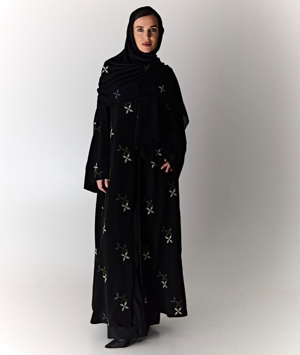 Abaya with semi flower